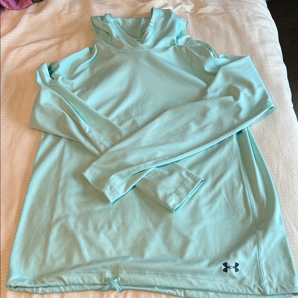Under Armour Teal Hooded Long Sleeve Performance Top